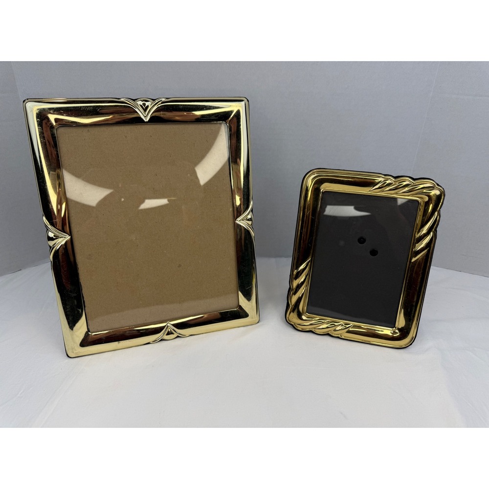 Vintage 90s Gold Tone Picture Frame Set 8x10 and 5x7 with Glass